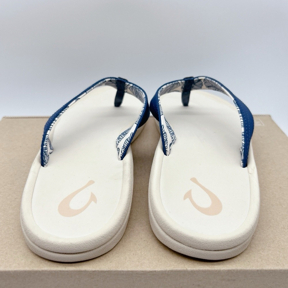 OluKai Ohana white sand trench blue Women's Flip Flop Sandals - Picture 7 of 12
